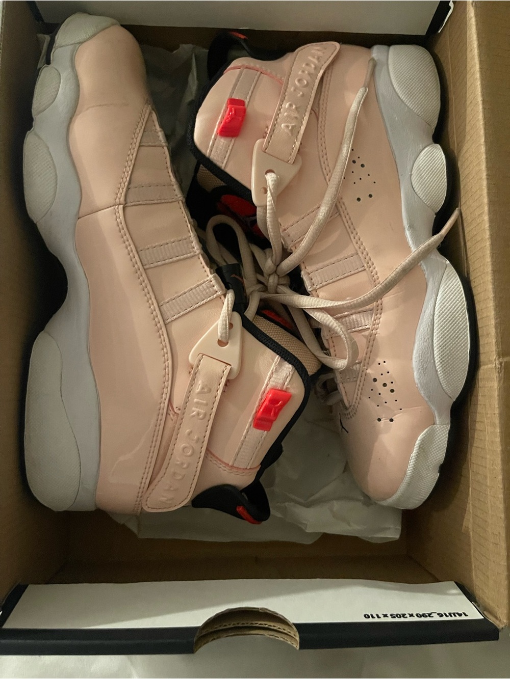 Jordan Kids 6 Rings Light Pink and White High-Top Sneakers